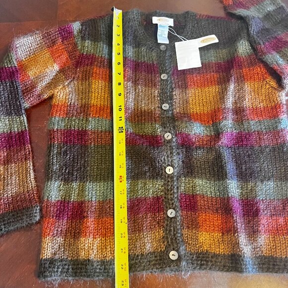 Talbots Hand Knit‎ Striped Cardigan Sweater S Multicolor mohair Button Front - Picture 7 of 10